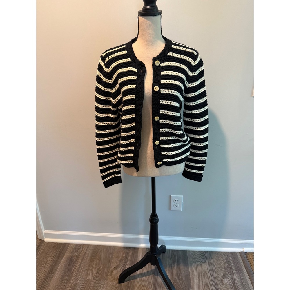 Alex Mill Hailey Women's Striped Knit Cardigan Navy Button Front Size Small - Picture 7 of 7